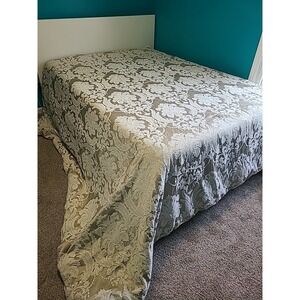 VTG Comforter Croscill Queen‎ 92"x 96 Damask Cream Ivory Jacquard Brocade USA
